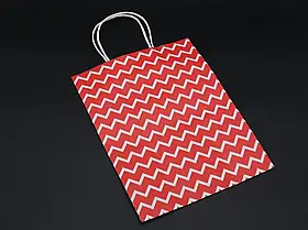 Подарунковий пакет з крафтового папери - червоний з принтом хвиля