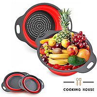 Дуршлаг силиконовый складной Cooking House - 2 шт в комплекте, красный