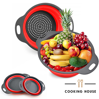 Друшляк силіконовий складаний Cooking House - 2 шт в комплекті, червоний