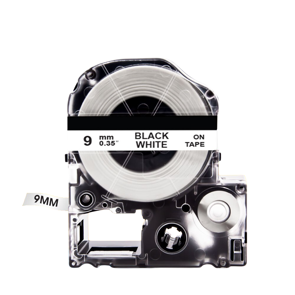 Картридж зі стрічкою для принтера Epson LabelWorks LK3WBN 9 мм 8 м Чорний/Білий