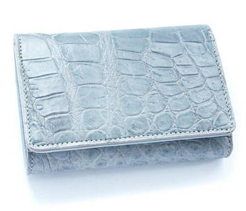 Невеликий шкіряний жіночий сірий гаманець зі шкіри крокодила Ekzotic Leather