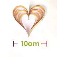 Сердце 3D 10 см., золото +розовый декор ко Дню Св. Валентина