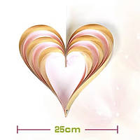 Сердце 3D 25 см., золото+розовый декор ко Дню Св. Валентина