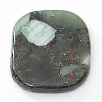 Кулон Галька натуральний полірований камінь КРОВА ЯШМА (ГЕЛІОТРОП) медальйон