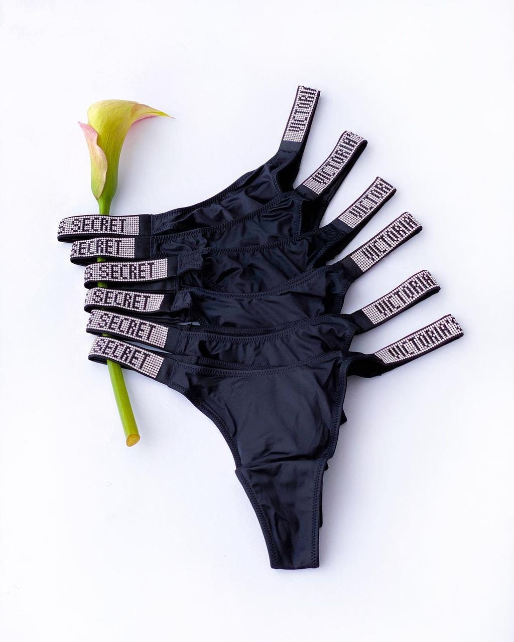 Трусики м'ятні з камінням Victoria's Secret Very Sexy Rhinestone Shine Strap Brazilian Panty