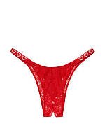 Трусики красные кружевные с вырезом (S) со стразами Victoria's Secret Brazilian Panty. Bombshell Shine Strap