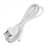 Шнур сетевой, 2х0,75мм, 1,8м, білий(чорний)