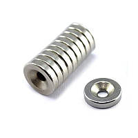 Магніти неодимові кріпильні 10шт, 18x4мм N50 з отвором зенковкой 5мм