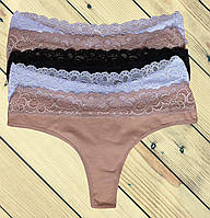 Трусики стрінги жіночі з мереживом Упаковка 5 шт Розміри XL