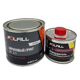 Грунт акриловий Polfill "ECO" з затверджувачем, 2K, 5:1, білий, 400+80ml