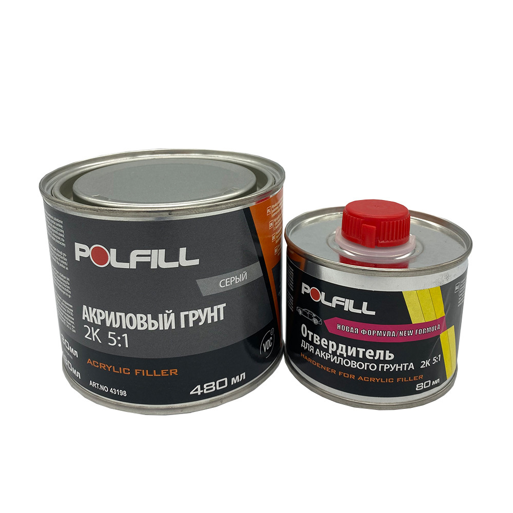 Грунт акриловий Polfill "ECO" з затверджувачем, 2K, 5:1, сірий, 400+80ml