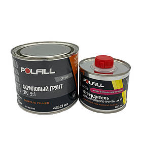 Грунт акриловий Polfill "ECO" з затверджувачем, 2K, 5:1, сірий, 400+80ml