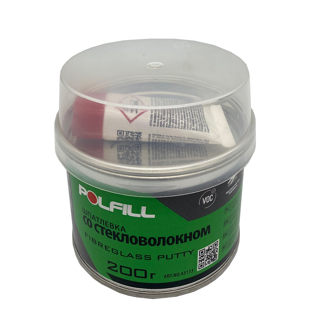 Шпаклівка зі скловолокном, з затверджувачем, Polfill, 200g