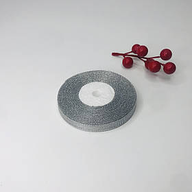 Стрічка парча, 1 см, срібло, 23 м - рулон