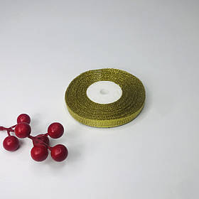 Стрічка парча, 1 см, золото, 23 м - рулон