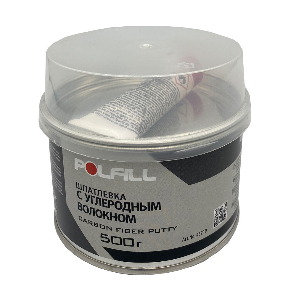 Шпаклівка з вуглецевим волокном CARBON, з затверджувачем, Polfill, 500g, 43219