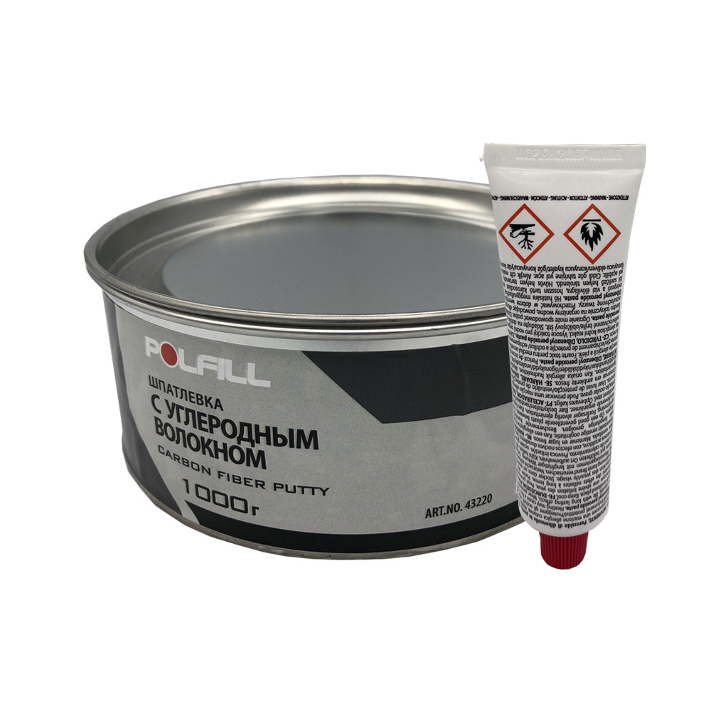 Шпаклівка з вуглецевим волокном CARBON, з затверджувачем, Polfill, 1kg, 43220