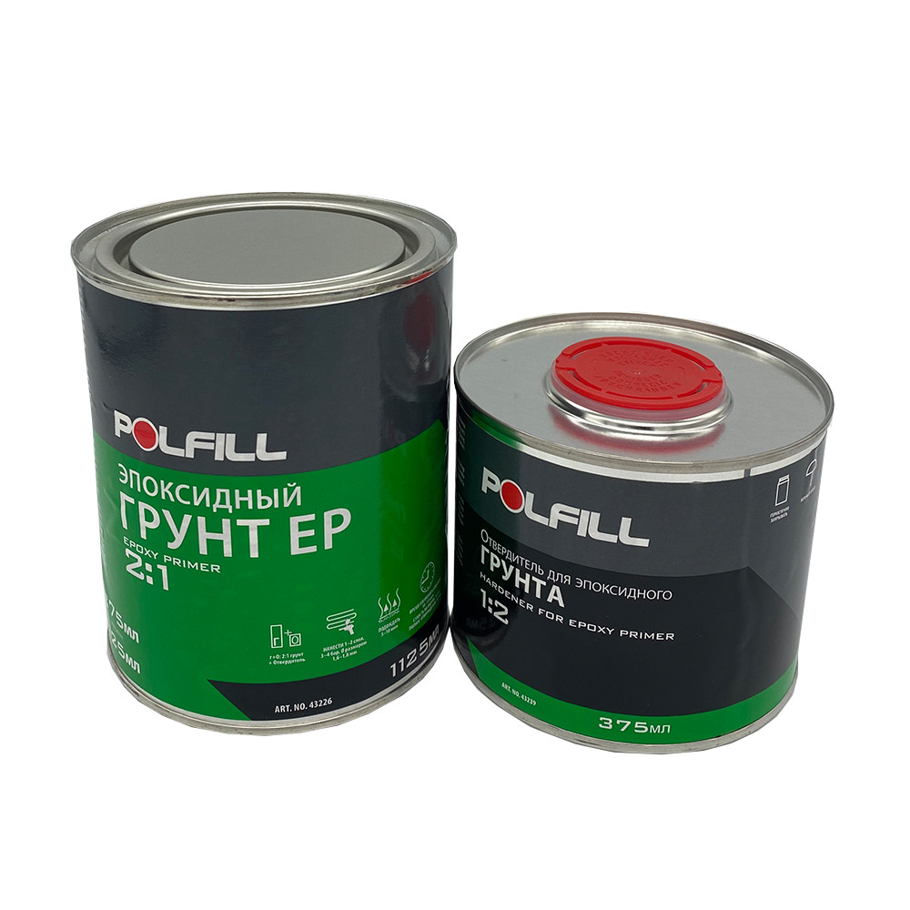 Грунт епоксидний Polfill, "мокрий по мокрому", з затверджувачем, 2K, 2:1, 750+375ml, 43226+43239