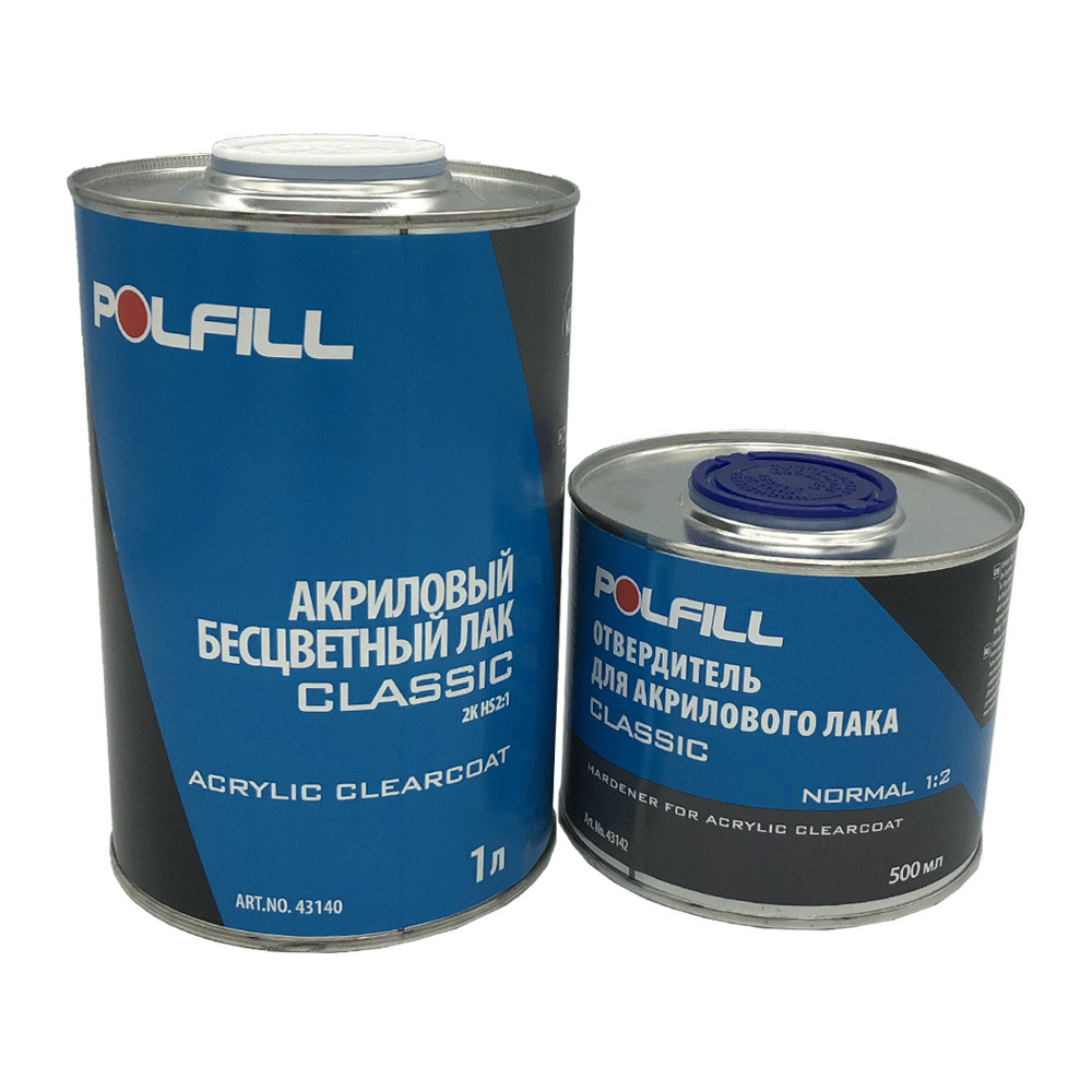 Лак акриловий HS Classic, з затверджувачем, 2К 2:1, Polfill, 1l+500ml, 43140