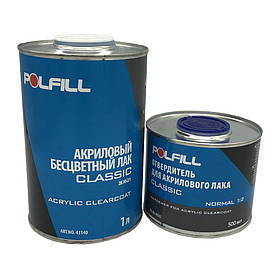 Лак акриловий HS Classic, з затверджувачем, 2К 2:1, Polfill, 1l+500ml, 43140