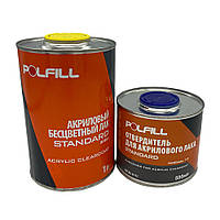 Лак акриловий MS з затверджувачем, 2К 2:1, Polfill, 1l+500ml, 43168