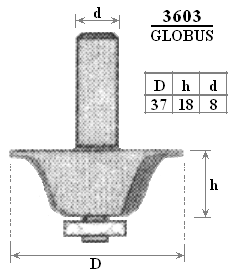 Фреза по дереву ГЛОБУС 3603 кромочна кальовочна