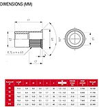 Заклепка різьбова з потайною головкою без насічки WS 9316, нержавіюча сталь A2, М4 X 11.5, фото 2