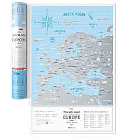 Скретч карта Европы Travel Map Silver Europe (английский язык) в тубусе