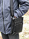 Чоловіча шкіряна сумка 02 чорний флотар, фото 9