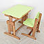 Дитяча парта зі стільчиком дерев'яна Bambi 04-031GREEN регульована зелена, фото 2
