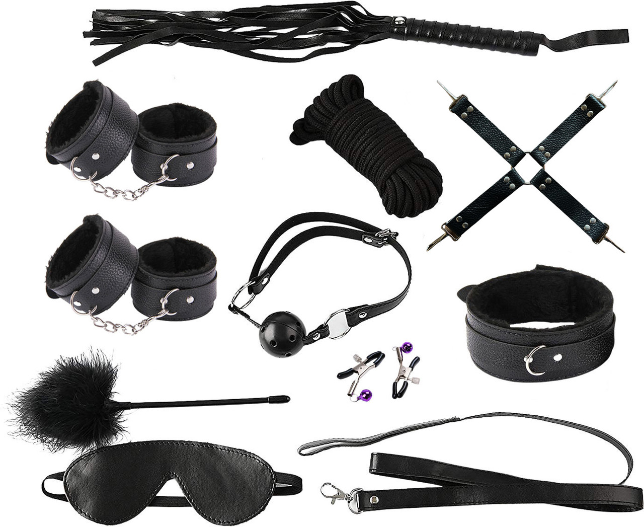 Набір БДСМ іграшки Be Obedient Садо мазо-ігри 10 в 1 BDSM плетка, наручники, маска, нашийник