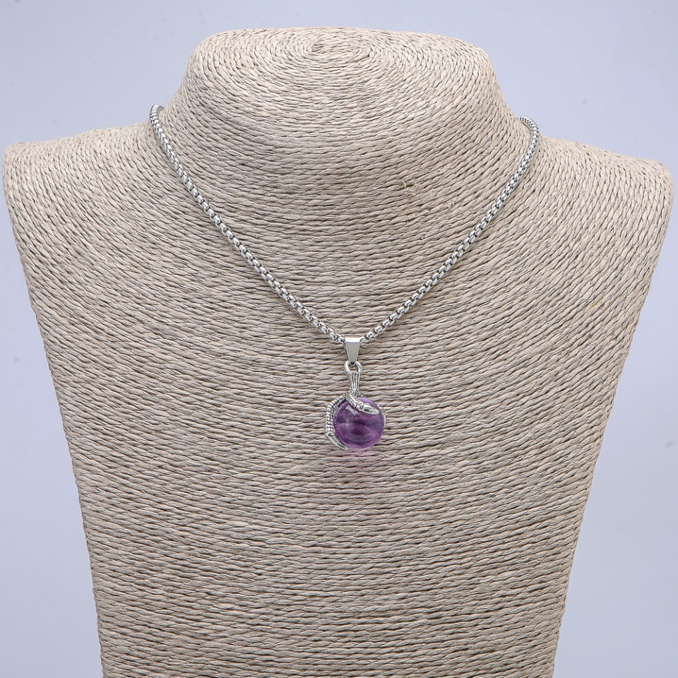 Кулон "Шар в лапі" 35х17мм на ланцюжку L-70см + - сріблястий метал, фото 1