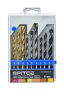 Набір свердел (метал (титан. покр.), бетон, дерево), 9 шт. (3х5,6,8мм, уп. пластик), Spitce (20-930)