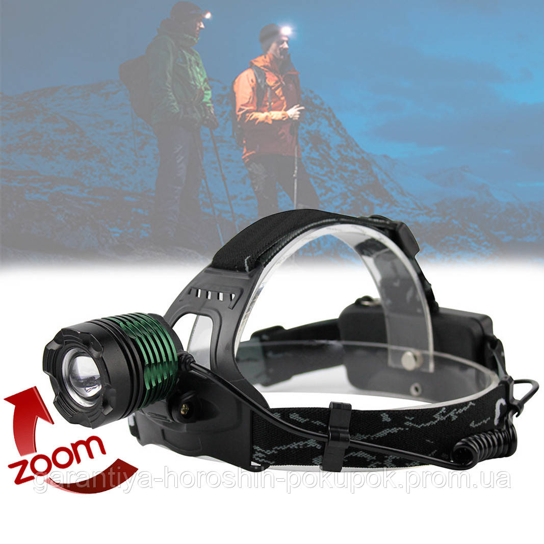 Фонарик на Голову "X-Balog BL 2188B-T6", Черный/зеленый Светодиодный ...
