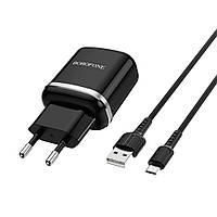 DR Сетевое зарядное устройство Borofone BA36A USB QC 18W черное + кабель USB to MicroUSB