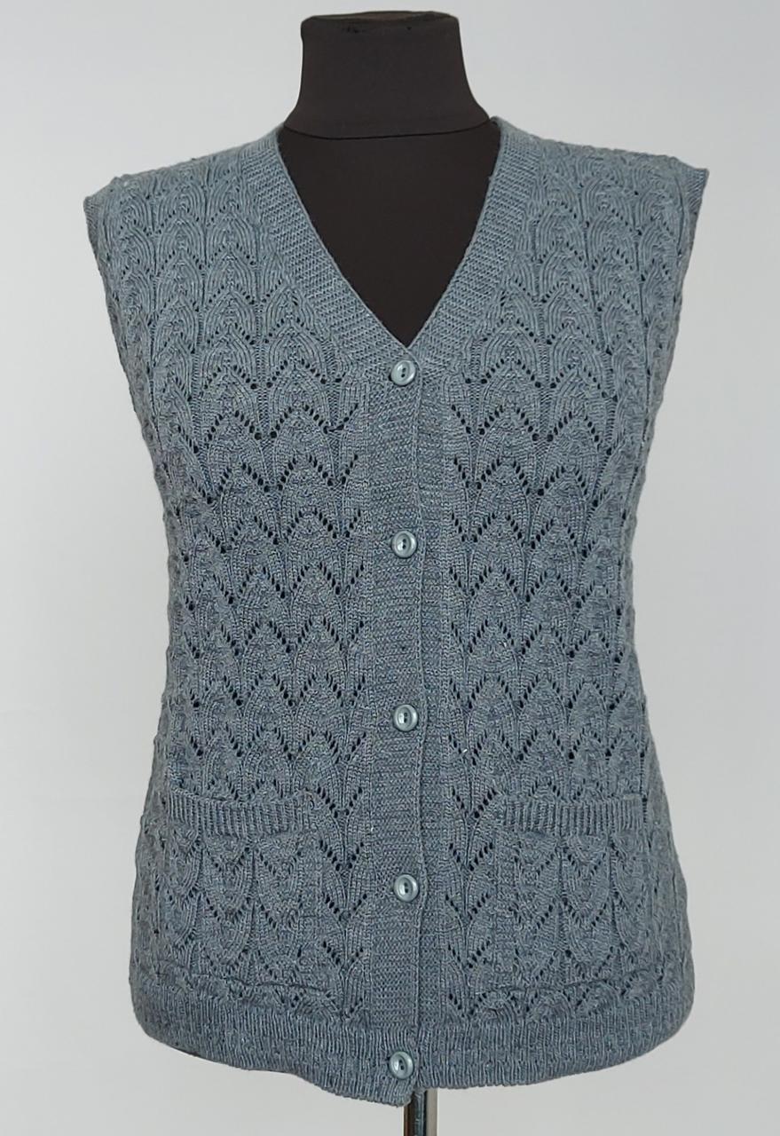 Жилетка Вязаная Женская на Пуговицах с Карманами 52-56 Размера Серый ...
