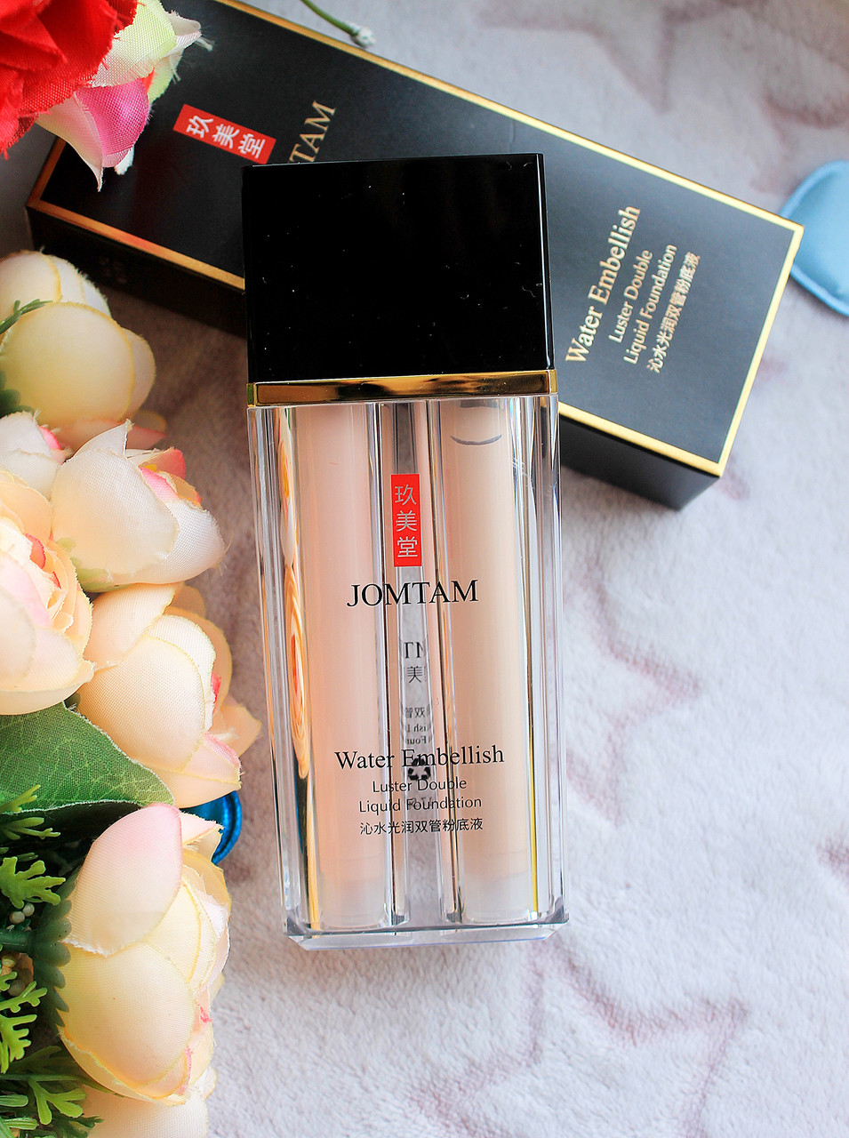 Крем-база під макіяж + тональний крем-коректор JOMTAM Water Embellish Luster Double Liquid Foundation, 35 g