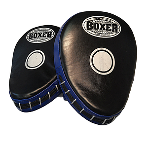 Лапи боксерські BOXER гнуті шкіра сині