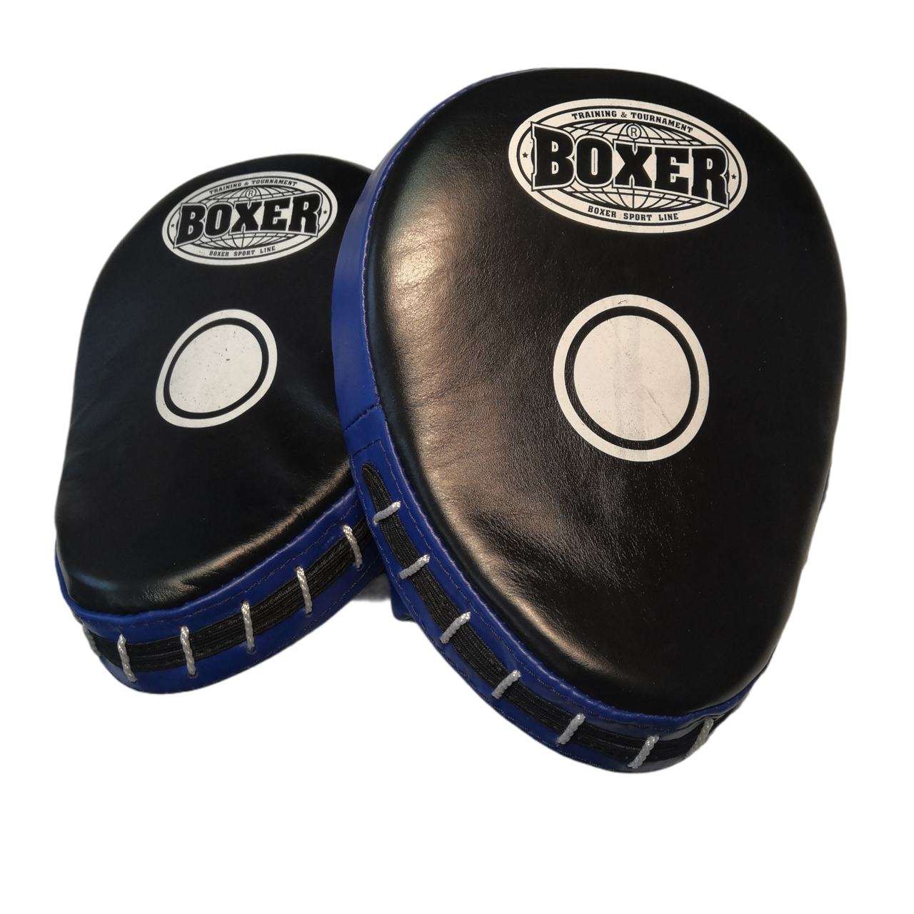 Лапы боксерские BOXER гнутые кожа синие - фото 1 - id-p1564868852