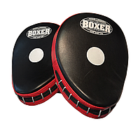 Лапы боксерские BOXER гнутые кожа красные