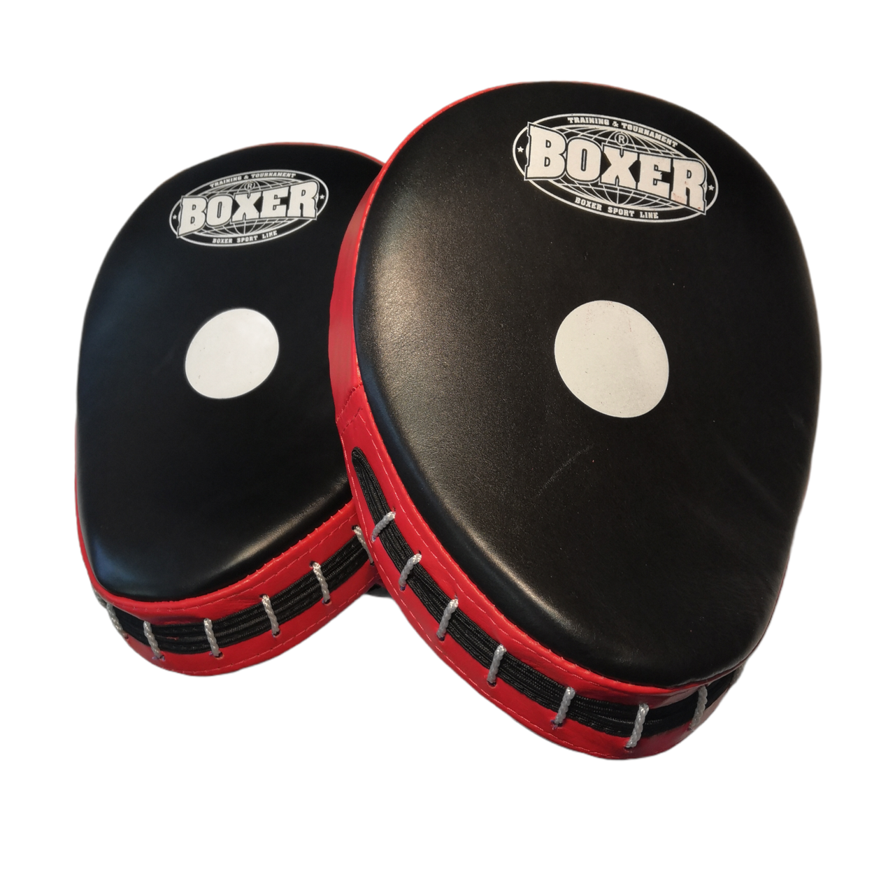 Лапы боксерские BOXER гнутые кожа красные - фото 1 - id-p1564871401