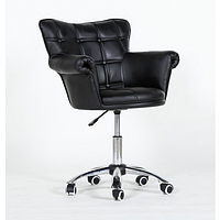 Кресло косметическое на колесах для салонов красоты и парикмахерских черное HC804K