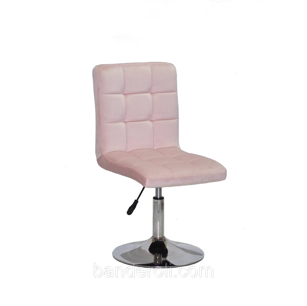 Стілець Augusto CH - Base оксамит рожевий B-1021 на хромованою опорі - млинці з регулюванням висоти, фото 1