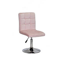 Стілець Augusto CH - Base оксамит рожевий B-1021 на хромованою опорі - млинці з регулюванням висоти
