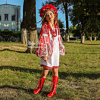 Вишита сукня-туніка "МарциПані" (літо) чорно-червона 152