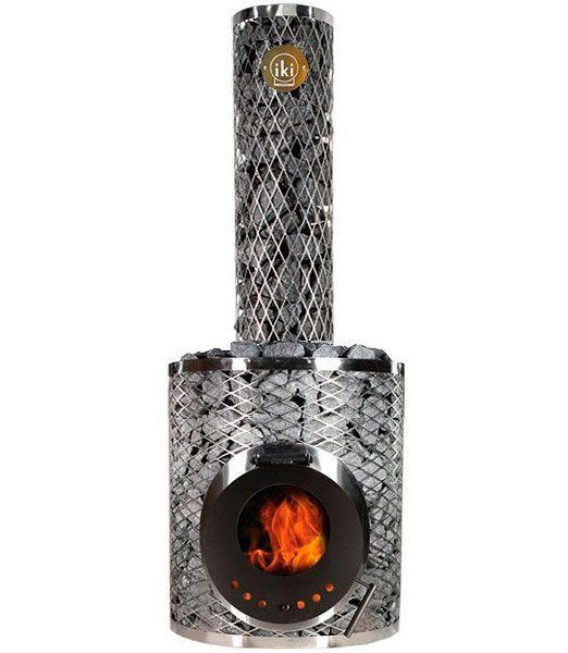 Піч дров'яна для сауни IKI Original Plus зі скляними дверцятами та прямим димоходом