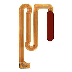 Шлейф Samsung Galaxy A12 A125F, Galaxy M12 M127F з кнопкою ввімкнення та сканером відбитка пальця червоний