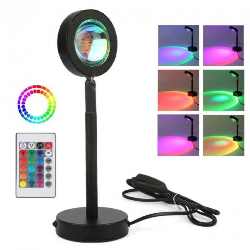 Проекційний світильник Sunset Lamp з дистанційним управлінням USB з ефектом заходу сонця, зорі, веселка