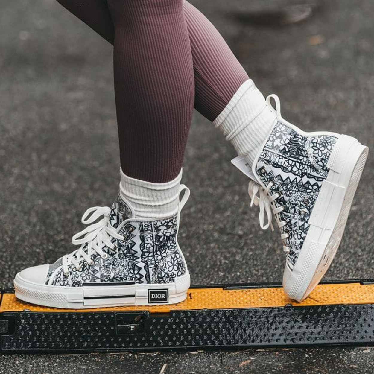 Кеди жіночі Dior B23 Sneakers Black White високі кросівки чорно-білі діор демісезонні повсякденні