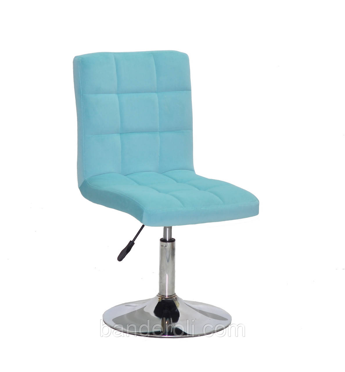 Стілець Augusto CH - Base блакитний оксамит B-1019 хромованою опорі - млинці з регулюванням висоти, фото 1